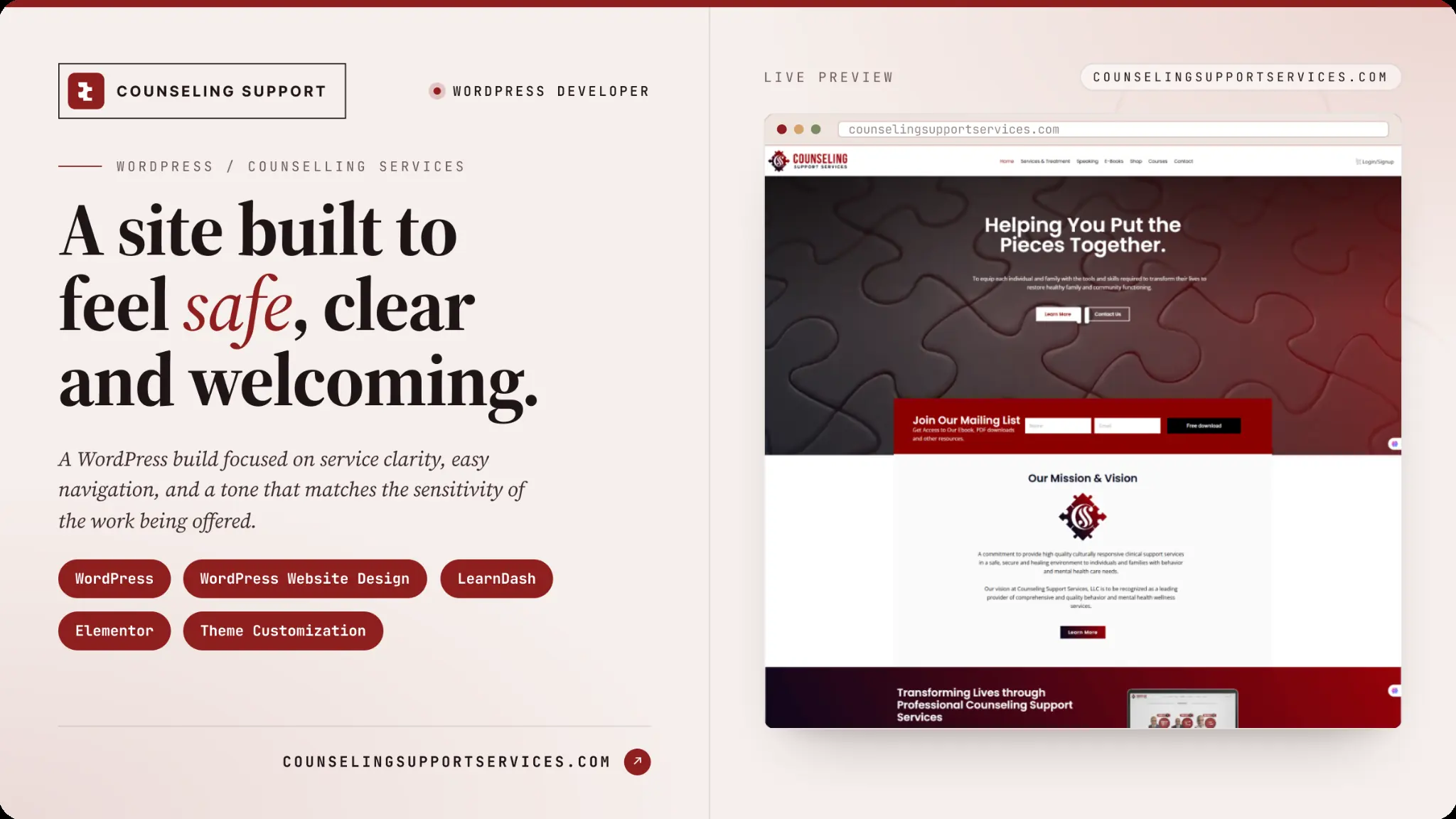 WordPress Website for Counseling Services