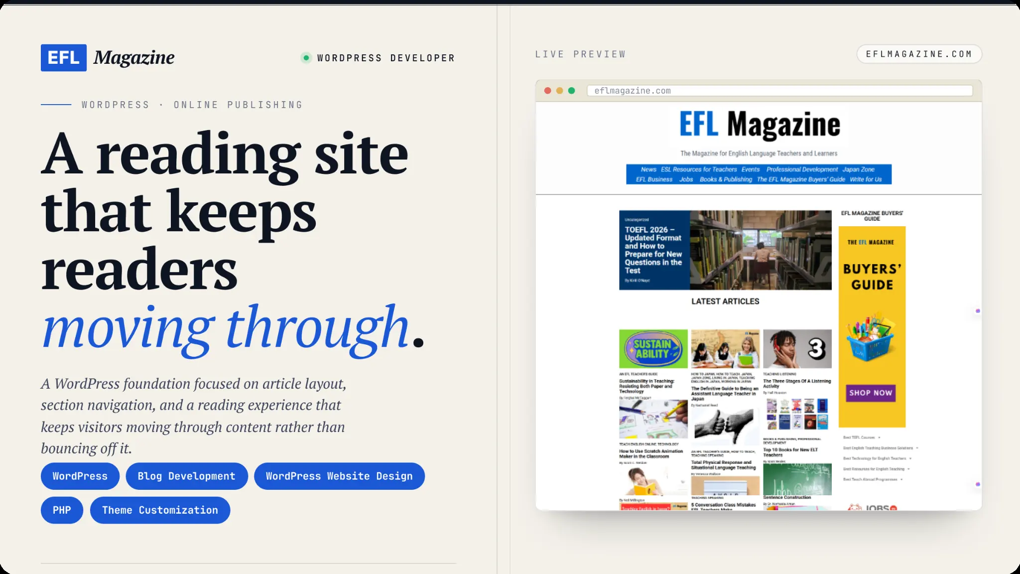 WordPress Website for Online Magazine