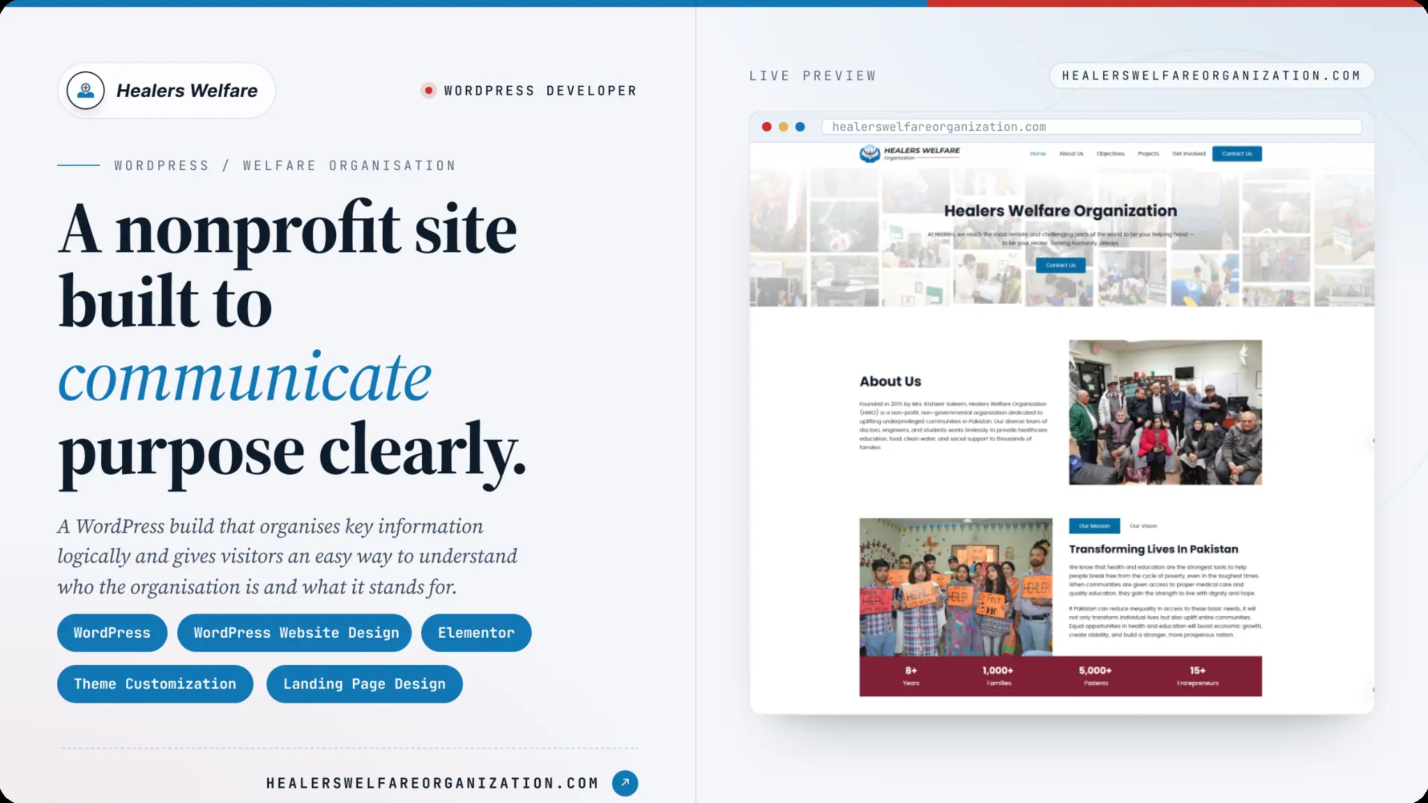 WordPress Website for Welfare Organization