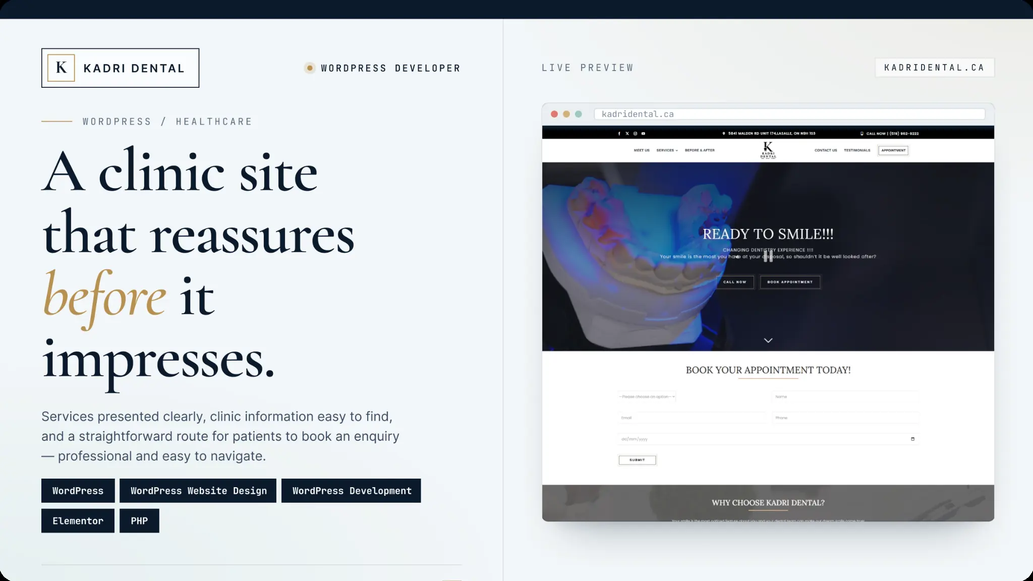 WordPress Website for Dental Clinic