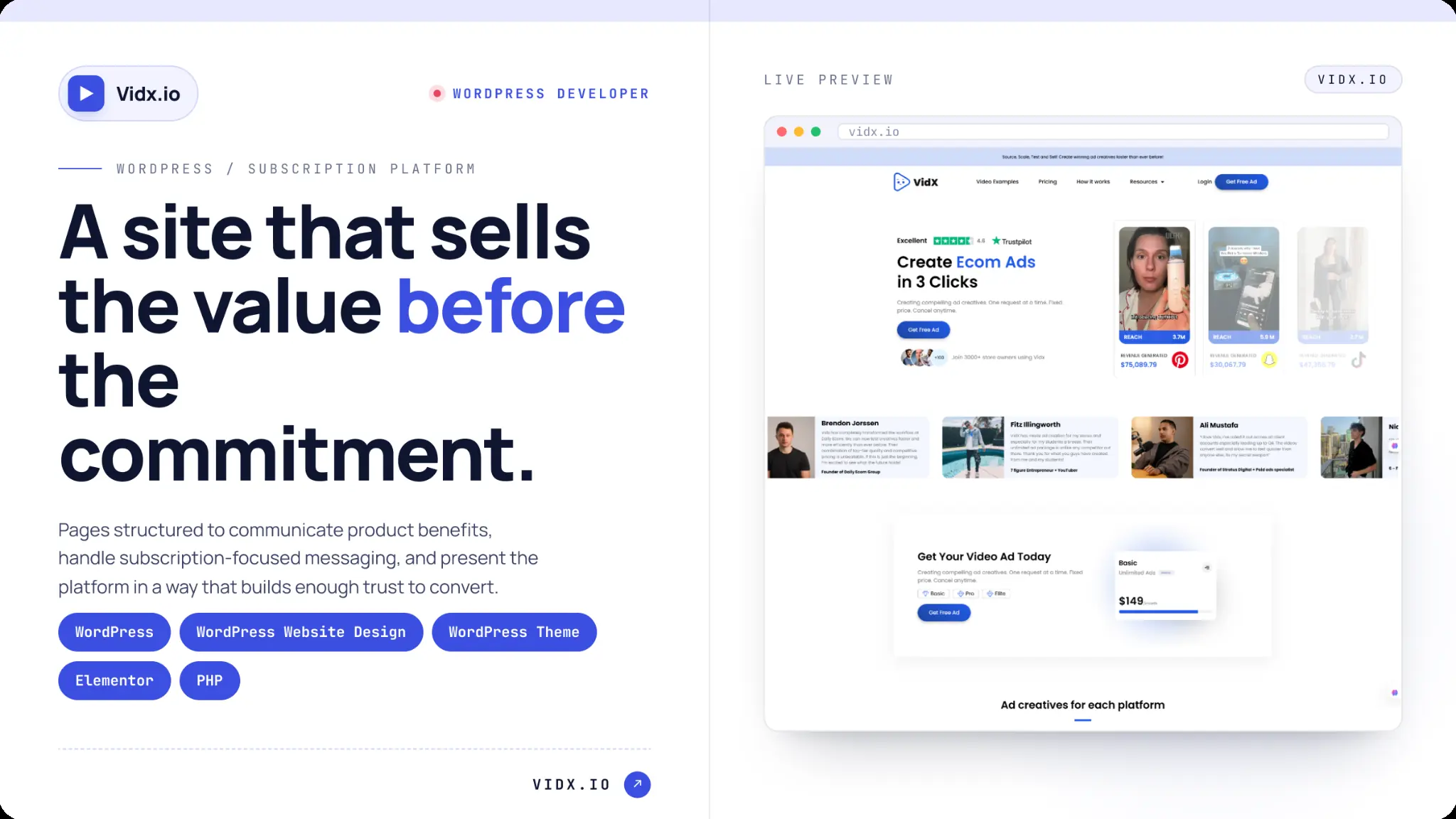 WordPress Website for Video Subscription Platform